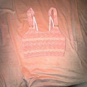 Aerie Pink Heathered Sports Bra Crop Top Small